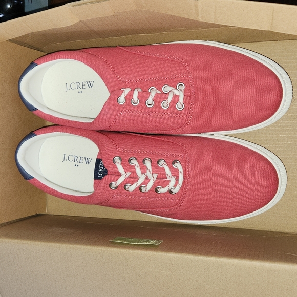 J Crew Washed Red Sneakers Canvas - Picture 2 of 11